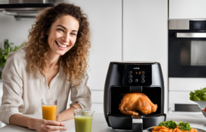 Best air fryers of 2024- Image of a young woman with a air fryer