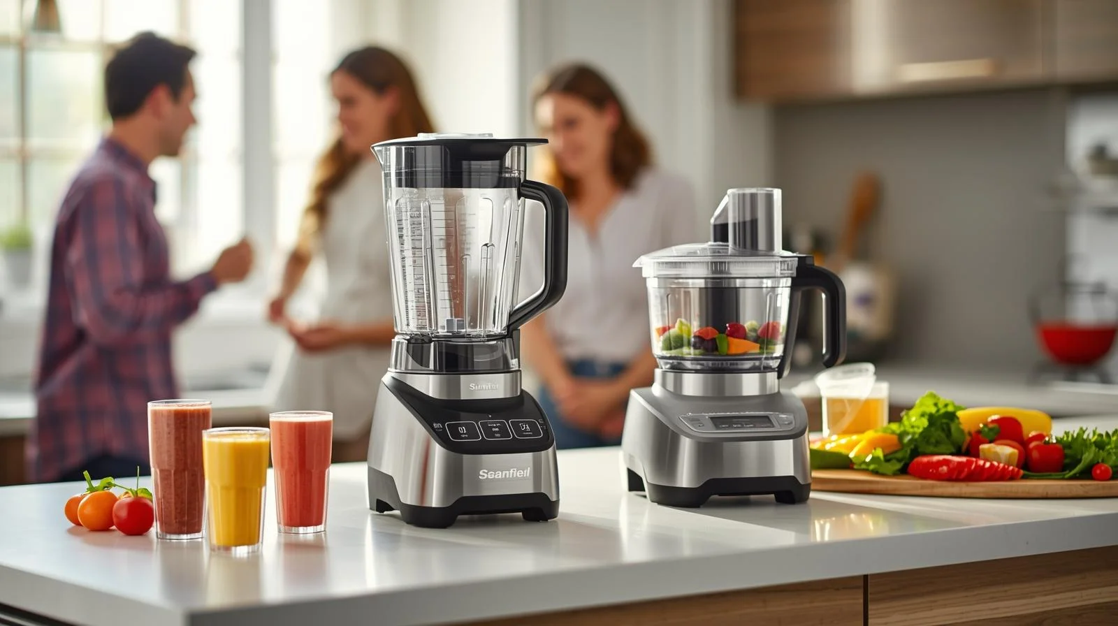 Best Food Processors in 2024: Ninja Mega Kitchen System used for smoothies and meal prep on kitchen island