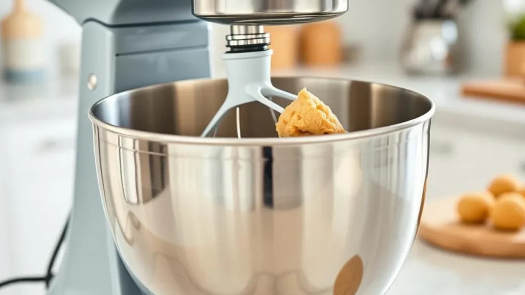 
COOKLEE Stand Mixer in action  mixing cookie dough
