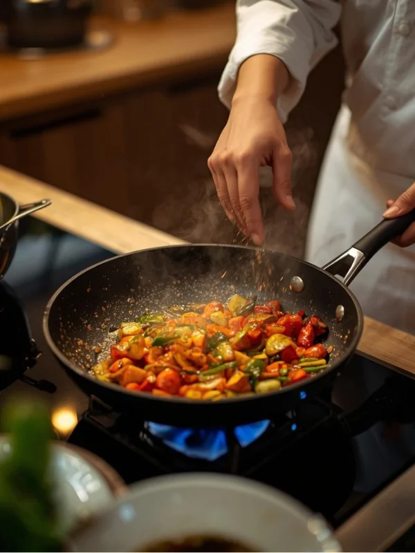 Frying with a fry pan