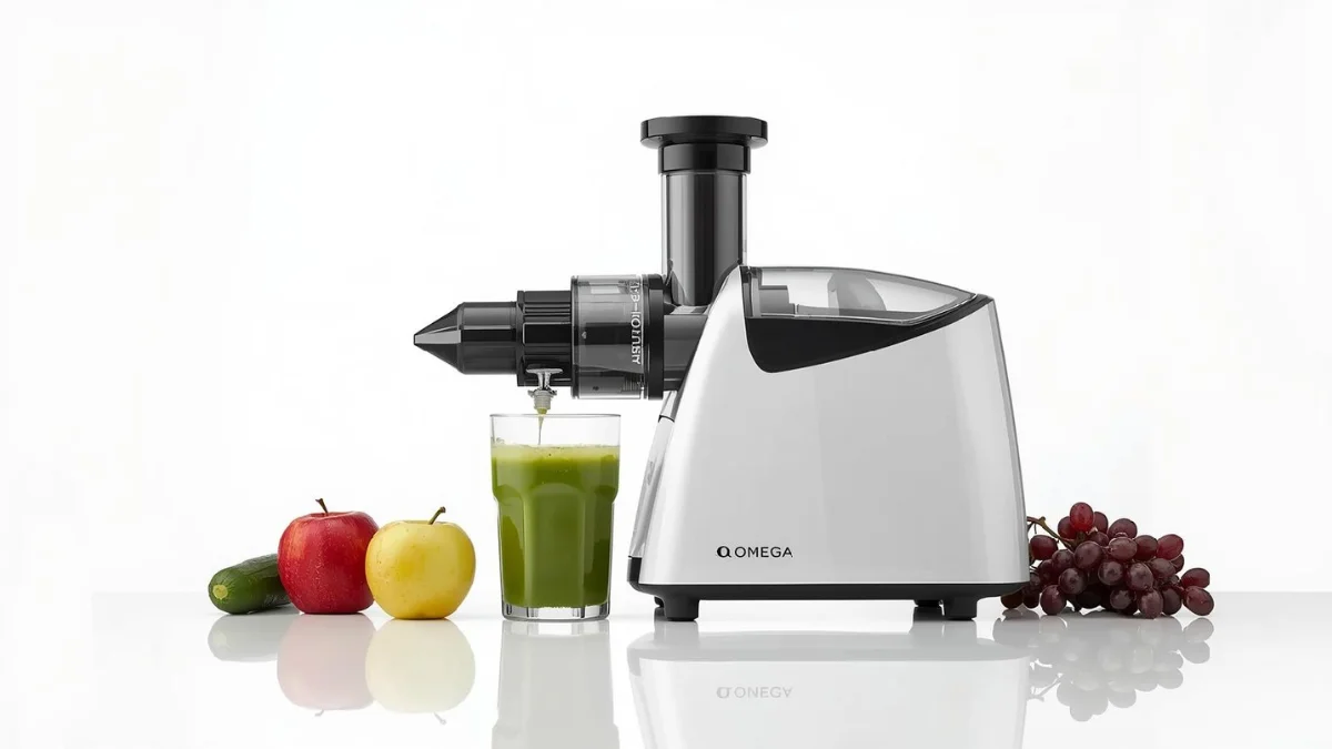 studio product photo of an Omega cold press juicer