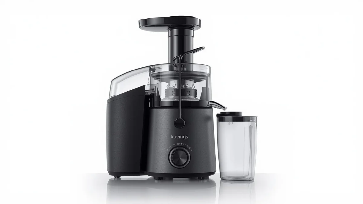 studio product photo of the Kuvings EVO820GMS Whole Slow Juicer in dark graphite gray