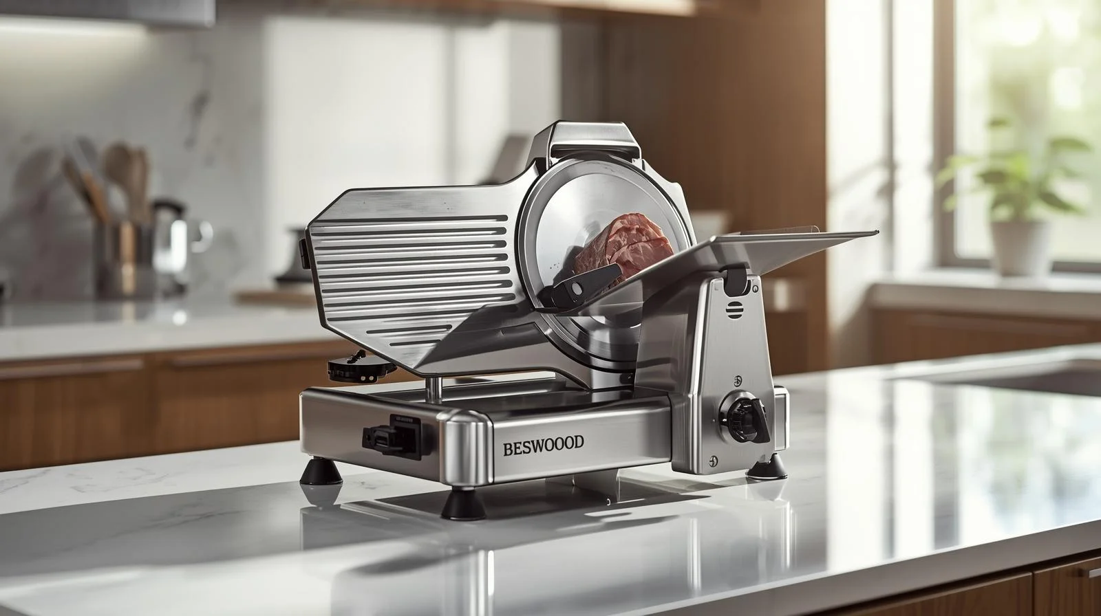 BESWOOD 10″ Premium Chromium-Plated Electric Food Slicer