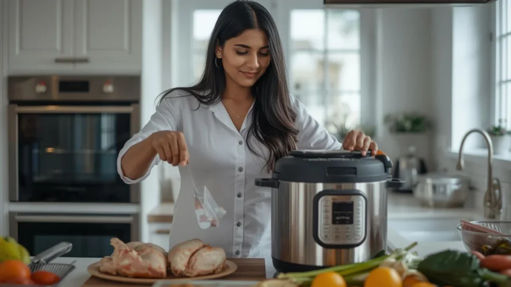 A hommaker enjoys  cooking using  a pressure cooker