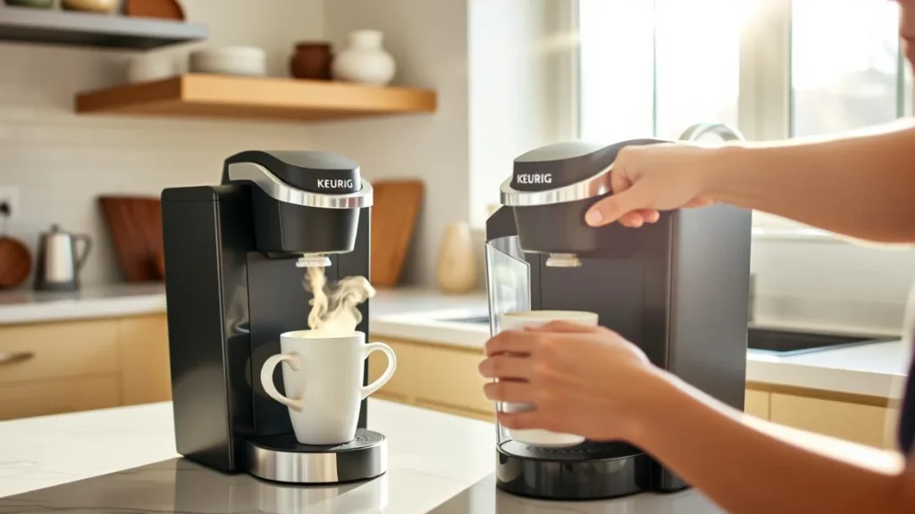 Why Keurig K-Supreme Single Serve Coffee Maker Stands Out 9 Person descaling a Keurig K-Supreme single serve coffee maker
