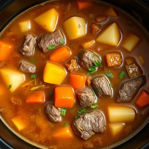 Crock-Pot Programmable Slow Cooker: The Ultimate 8-Quart Kitchen Companion 18 Soups & Stews
Create rich, flavorful soups and stews that taste like they've been simmering all day—because they have! The large capacity is perfect for batch cooking and freezing portions.Hearty Beef and Vegetable Stew
Chicken Tortilla Soup
Split Pea with Ham