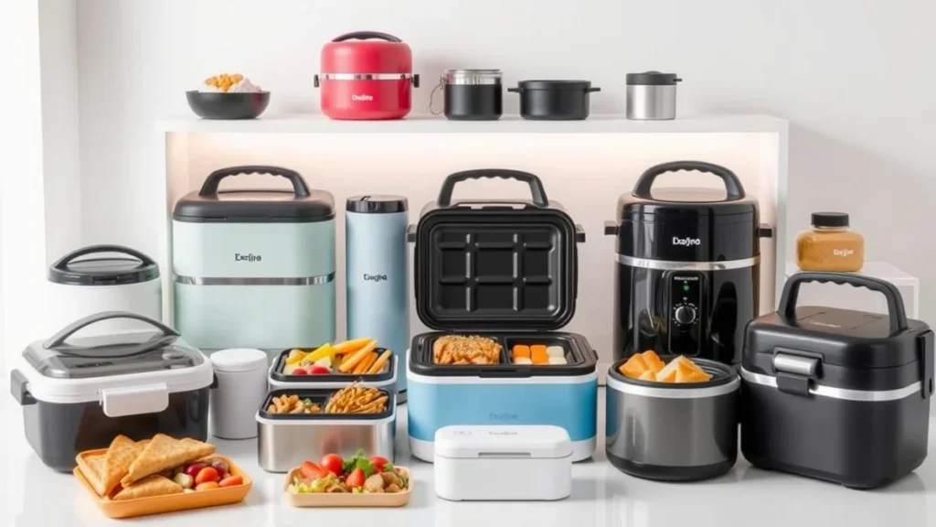 Top 10 Electric Lunch Boxes for Adults in 2025 2 A collection of Electric lunch boxes for adults on display