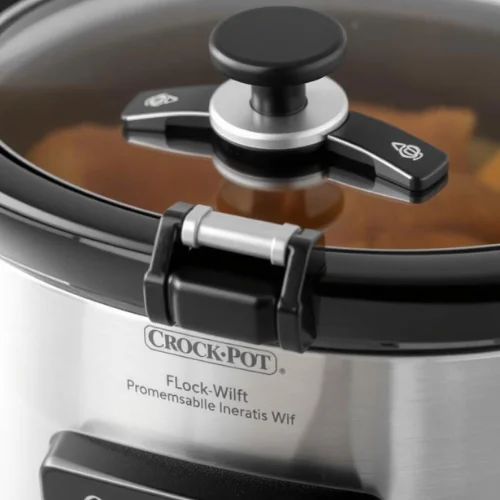 Crock-Pot Programmable Slow Cooker: The Ultimate 8-Quart Kitchen Companion 5 Sucure fit lid ensures saftey of Pot programmable slow cooker