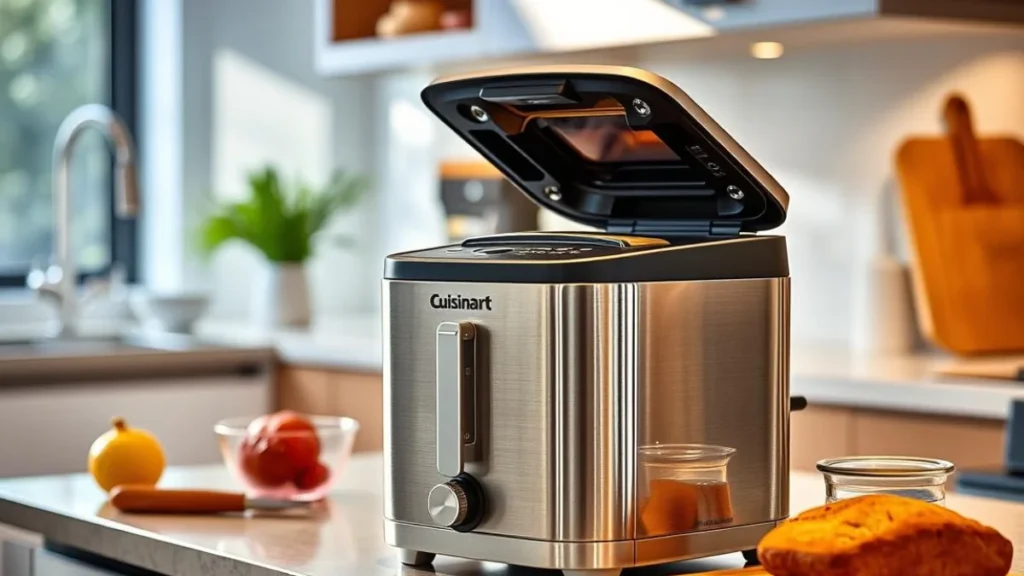 Why the Cuisinart Bread Machine Delivers Perfect Homemade Loaves Every Time 6 Bread machine- Cuisinart Electric bread machine in a modern Kitchensetting show its compact design
