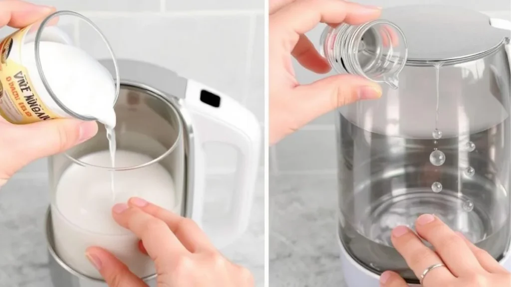 Descaling an electric kettle with vinegar solution, essential maintenance for best electric kettles