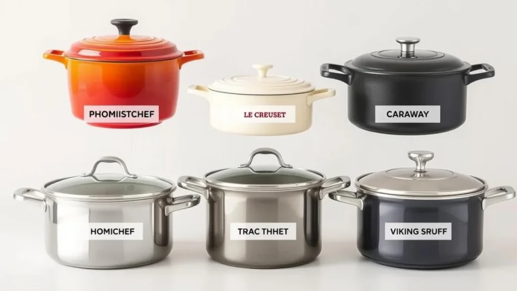 Side-by-side comparison of the five recommended stockpots