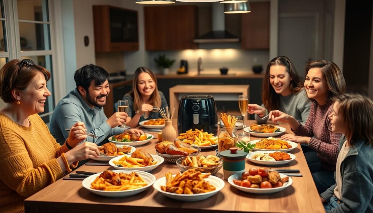 Best Air Fryers for Families (2026): Top Picks for Every Household Size 1 Family enjoying a meal prepared with a large capacity air fryer