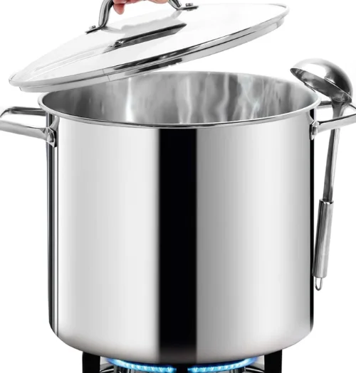 HOMICHEF LARGE STOCK POT 24 Quart With Lid - Nickel Free Stainless Steel Cookware Stockpot 