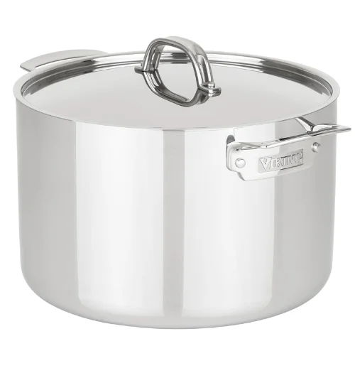 Viking 3-Ply Stainless Steel Stock Pot, 12 Quart Soup Cooking Pot with Lid, Kitchen Cookware