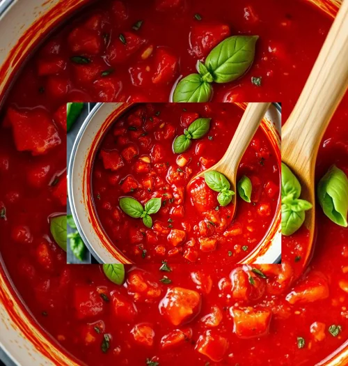 Rich bolognese sauce simmering in a stockpot