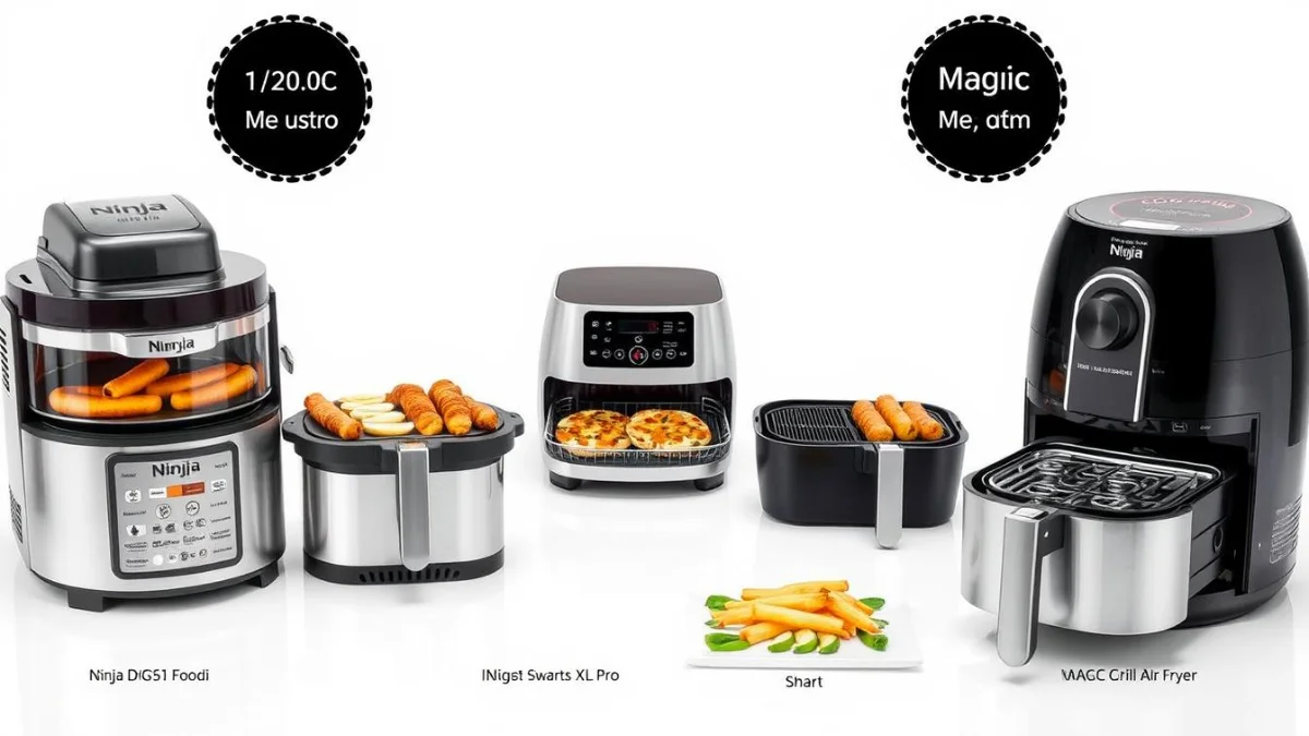 Comparison of different indoor grill with air fryer models side by side