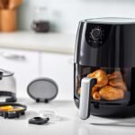 Portable glass air fryer with transparent cooking chamber and detachable components