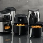 A realistic image of a collection of best airfryers for families in 2026
