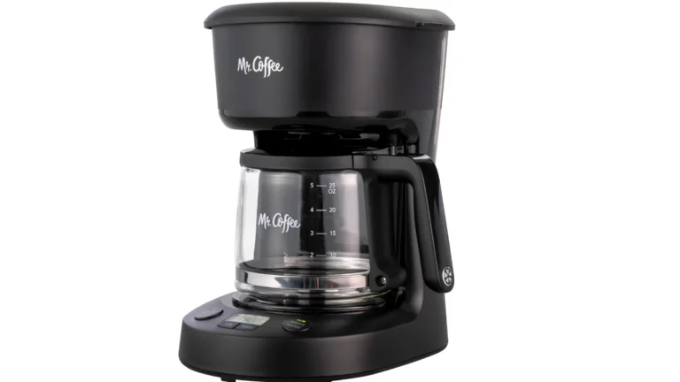 Mr. Coffee 5-cup Mini Brew coffee maker on a small kitchen counter