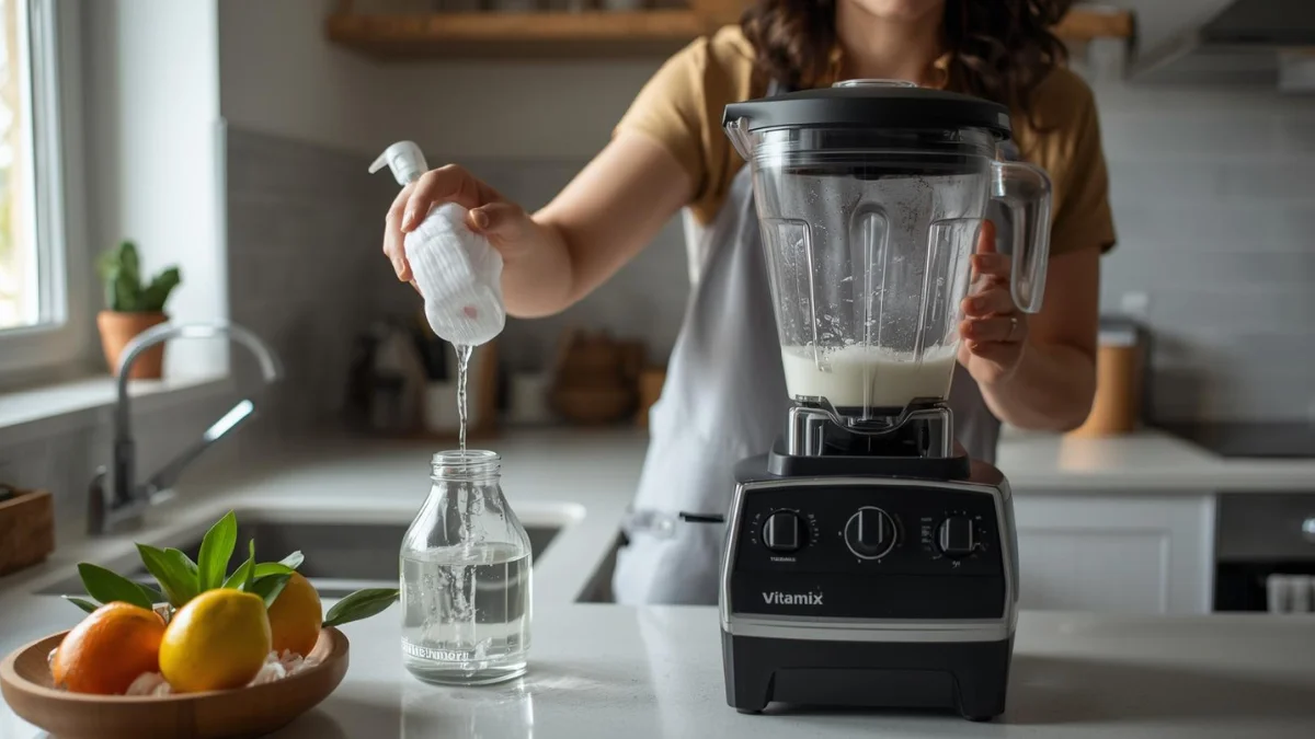 Cleaning the Vitamix A2500 blender with warm water and soap