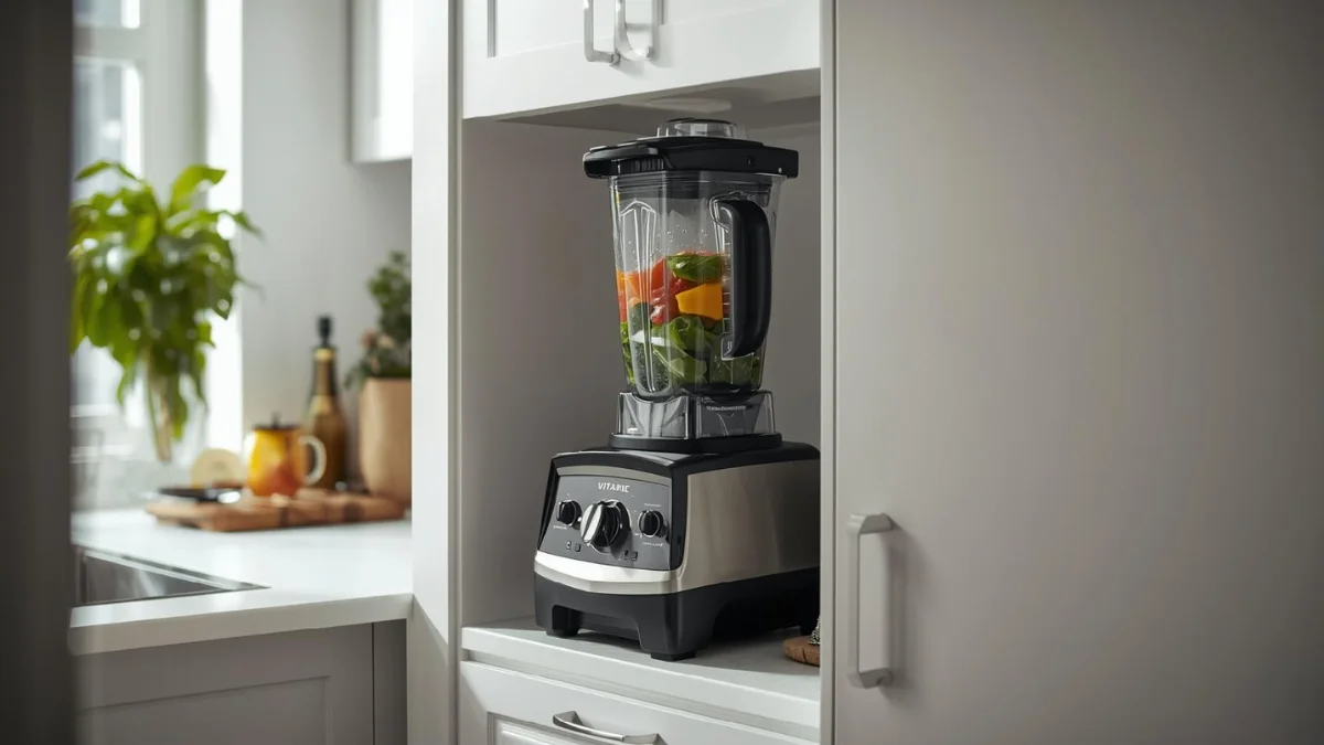 Vitamix E310 stored easily in a small kitchen space
