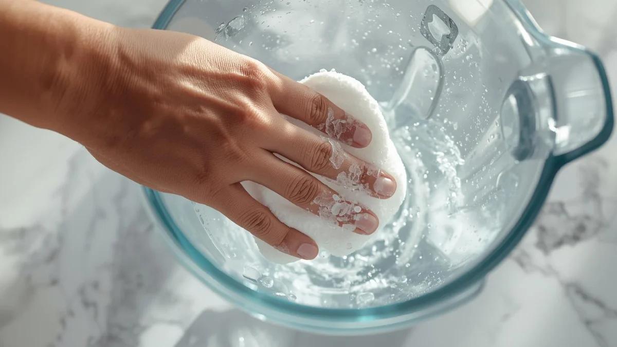 Cleaning the Vitamix E320 by blending warm water and dish soap