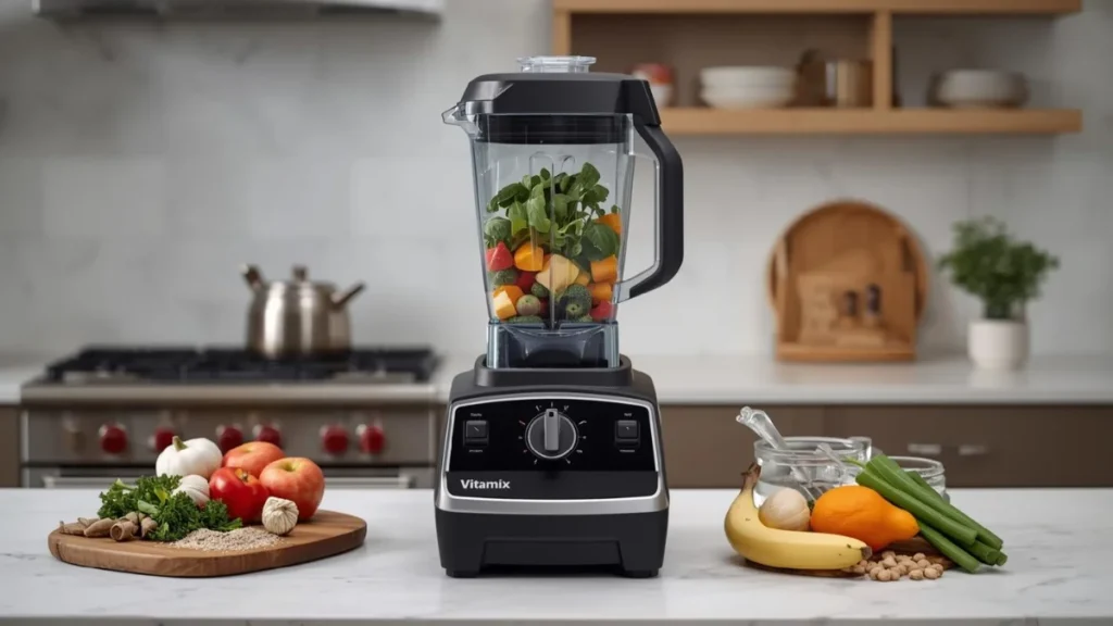Vitamix Explorian E320 blender on a family kitchen counter ready for smoothies