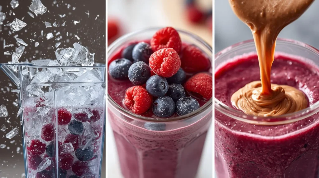 blender crushing ice, blending frozen berries, and making peanut butter, 