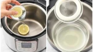 Neutral cleaning of a pressure cooker with vinehar and lemon