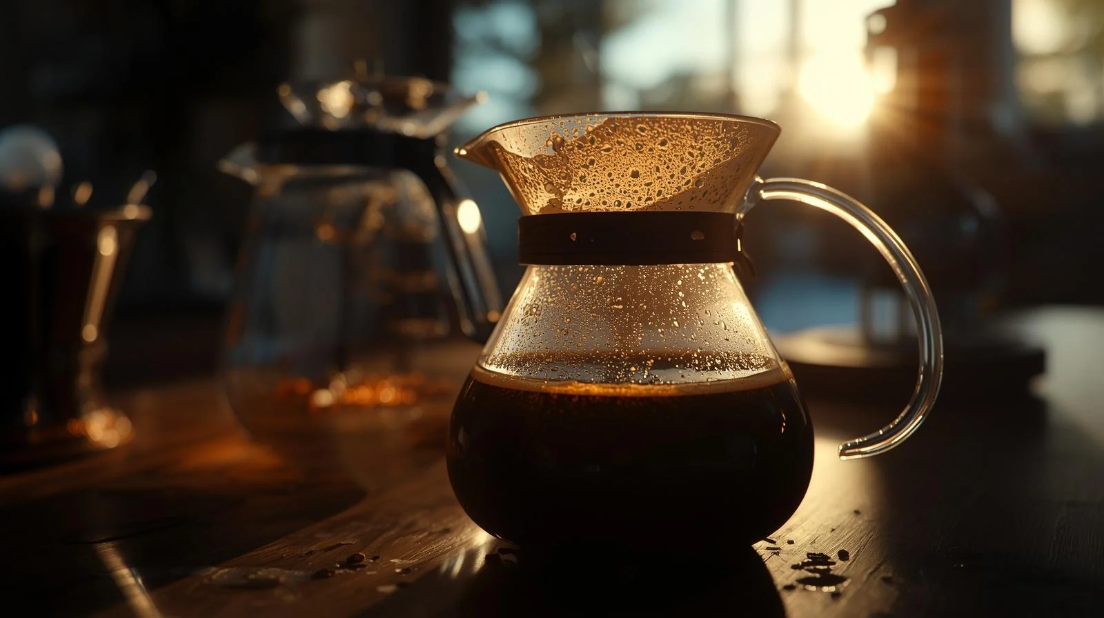 brewed coffee in glass carafe,