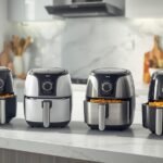 Four Best Small Air Fryers on a kitchen counter