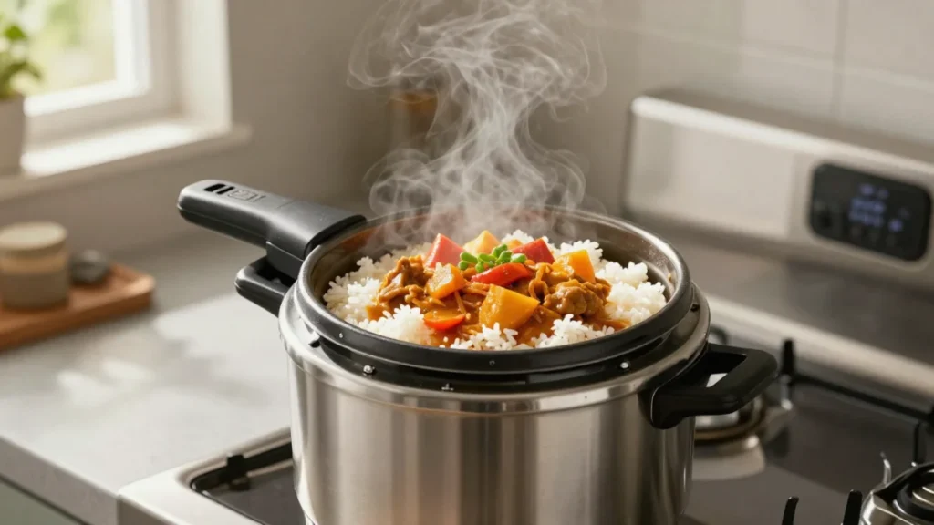 Best Pressure Cookers in 2026 (Tested & Ranked for Every Budget) 2 pressure cooker meal cooking rice curry,