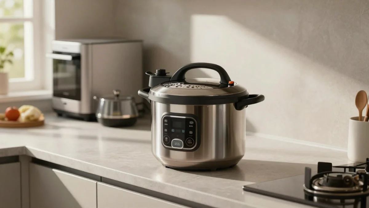Best Pressure Cookers in 2026 (Tested & Ranked for Every Budget) 1 A pressure cooker on a modern kitchen countertop
