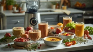 vibrant assortment of creamy smoothies 1