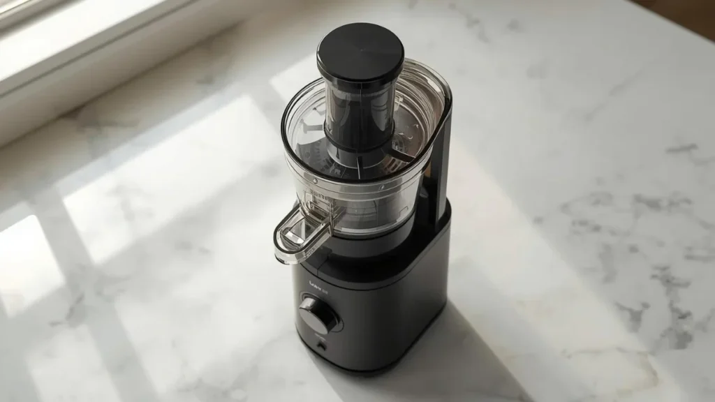 Nama J2 Cold Press Juicer Review: The Best Premium Juicer for Effortless Home Juicing 3 A premium jucier for home use sitting on a kitchen counter