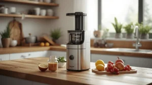 EanOruus Cold Press Juicer Review: A Versatile Juicer for Everyday Healthy Living 44 EanOruus Cold Press Juicer on a kitchen counter