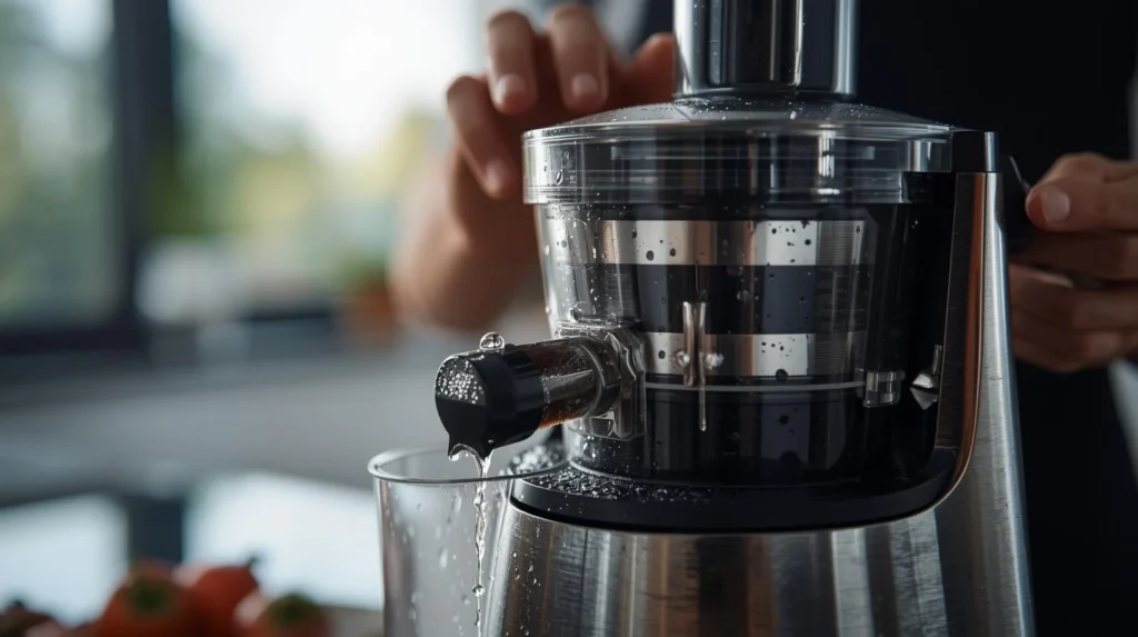 Someone cleaning the juicer