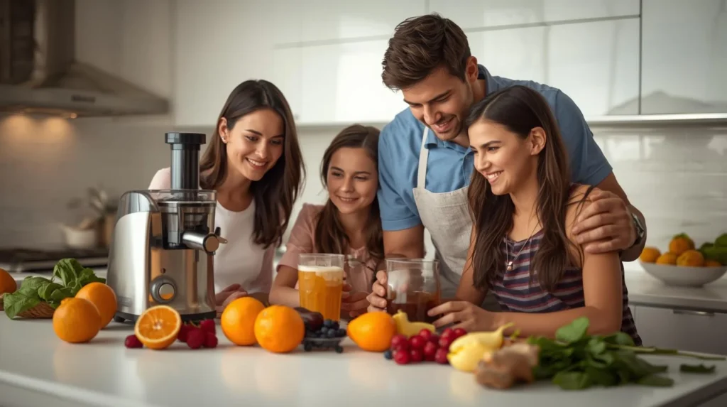 A family making juice