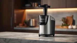 TUUMIIST Cold Press Juicer Review: A Wide-Chute Juicer for Easy Home Juicing 46 A modern juicer on a kitchen counter