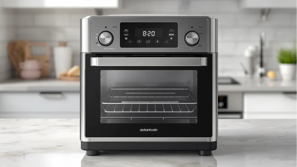 Basket vs Oven Air Fryer : see an oven -style airfryer on modern kitchen counter