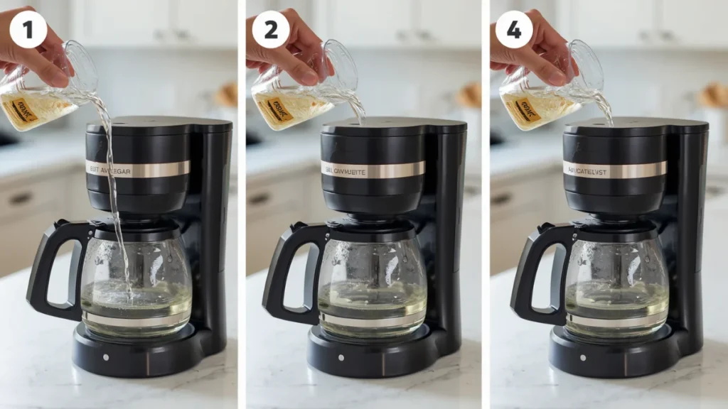 Step-by-step coffee maker descaling process