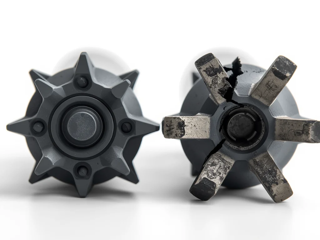 How to Fix a Blender Blade That Won’t Spin (6 Easy Fixes That Actually Work) 5 Side-by-side comparison of a new blender drive coupling and a worn cracked coupling showing why a blender blade won't spi