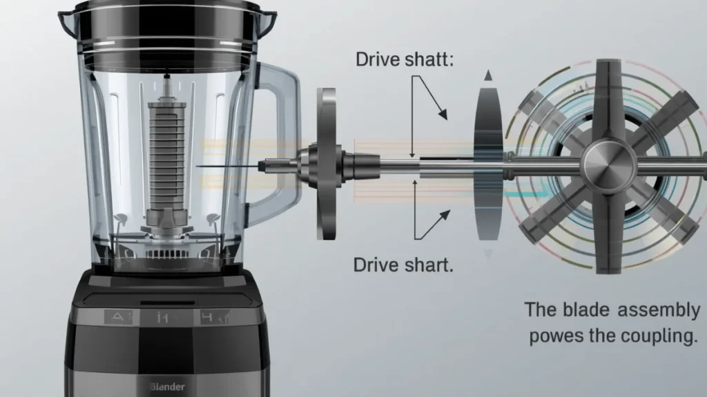 How to Fix a Blender Blade That Won’t Spin (6 Easy Fixes That Actually Work) 2 A blenders' blade system showing the deive shaft, blade system abd coupling